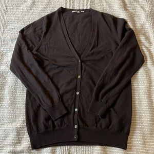 GUC 100% wool Uniqlo dark brown cardigan